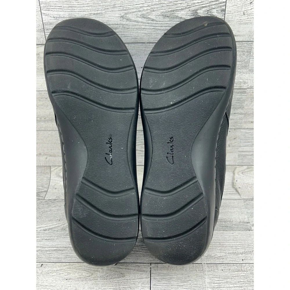 Clarks‎ Collection Black Leather Slip On Zip Comfort Shoes Womens 7.5 M